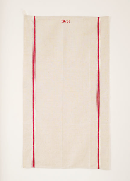 Vintage Linen Tea Towel with Initial MH
