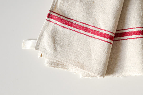 Vintage Linen Tea Towel with Initial MH