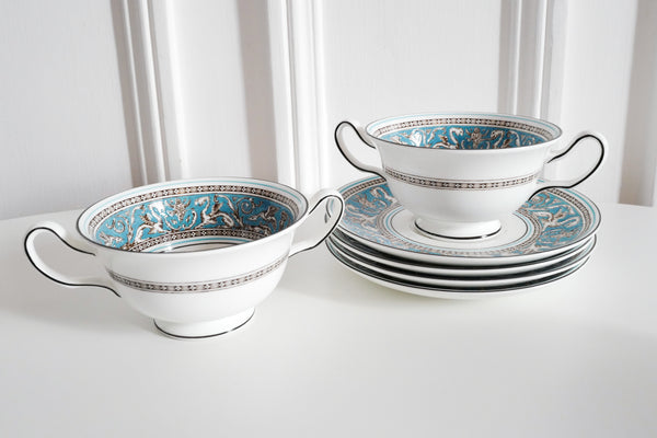 Florentine Turquoise Soup Bowl & Saucer Set