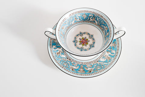 Florentine Turquoise Soup Bowl & Saucer Set