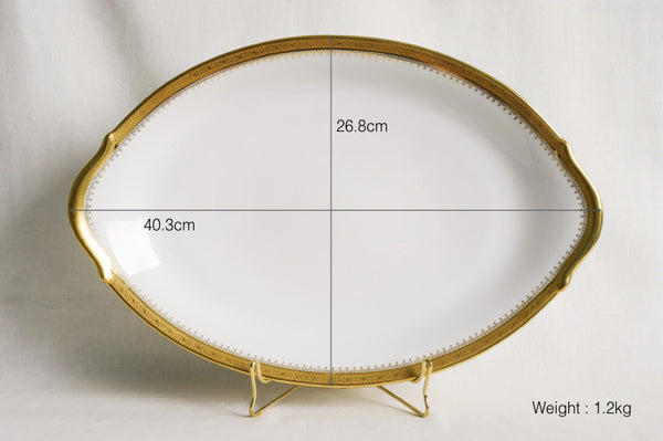 Incrustation Gold Rimmed Oval Serving Platter
